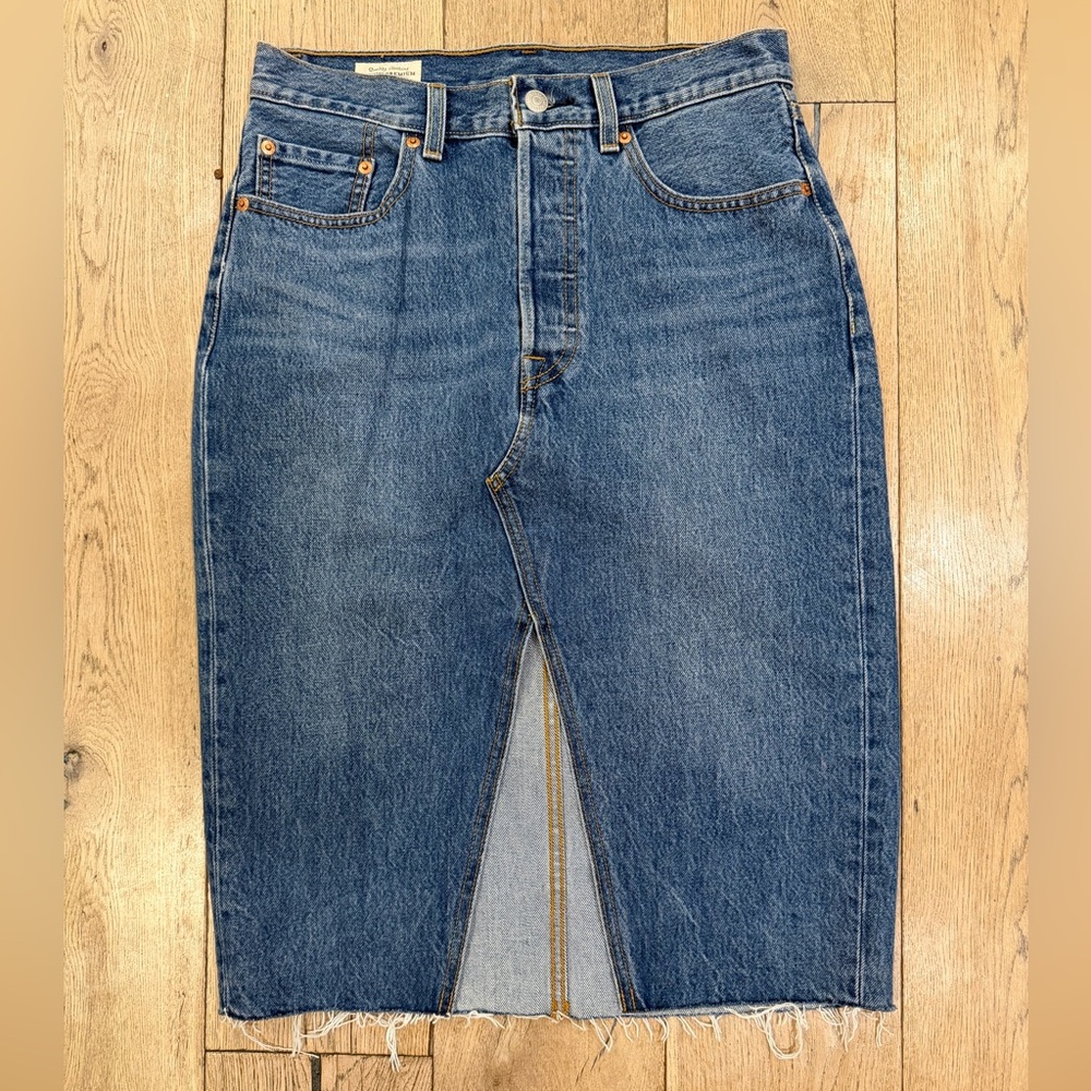 Levi’s 501 Blue Denim Skirt with Front Slit - Size 28